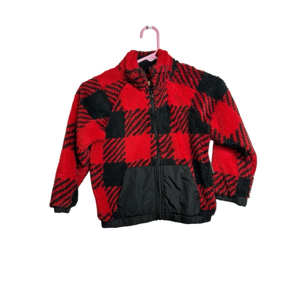 365 kids garanimals‎ red black plaid zip up long sleeve jacket pockets size 6
